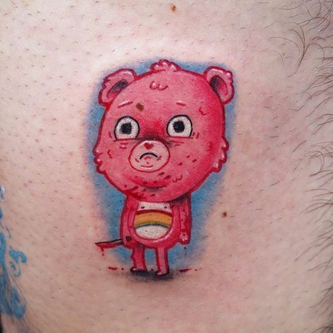 Care Bear tattoo by Temperance Tattoo. #carebear #cute #girly #bear #cartoon #stuffedtoy #psycho