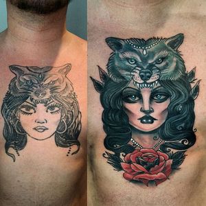 A redesign cover up from Arron showing how a ladyhead should be done. Tattoo by Arron Townsend #ArronTownsend #neotraditional #L3InkTattoo #Liverpool #UKTattooer #ladyhead #gypsy