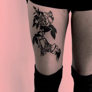 Blackwork tattoo by Thorn Walker. #ThornWalker #blackwork #alternative #shibari #bondage #woman #rose