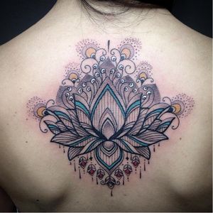 Ornamental tattoo by Pedro Contessoto #PedroContessoto #ornamental #lotus #backpiece