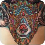 Details... @johnnysmithart #tattoodo #ram #geometric #color #johnnysmithart