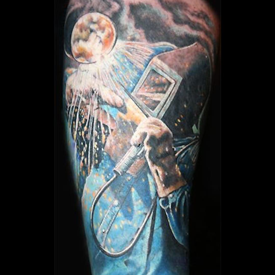 Tattoo uploaded by Ross Howerton  Color portrait of a man arc welding from  Off the Map Tattoo IGoffthemaptattoo bluecollar color portratirue  traditional welder workingclass  Tattoodo