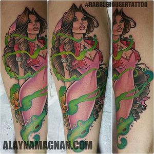 Custom Final Fantasy pin-up tattoo by Alayna Magnan. #pinup #neotraditional #AlaynaMagnan #custompinup #finalfantasy