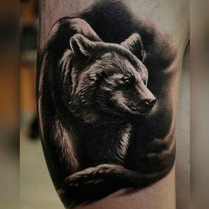 Bear tattoo sleeve in progress by Dmitriy Varlakov @Varlakovtattoos #DmitriyVarlakov #VarlakovTattoos #Bear #BearTattoo #Blackandgray