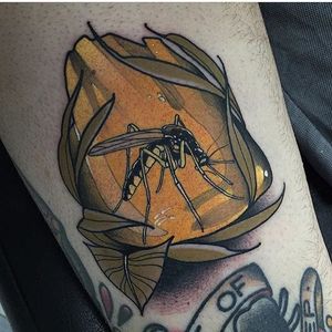 Amber Tattoo by Didac Gonzalez #amber #ambertattoo #mosquito #mosquitotattoo #fossil #jurassicpark #jurassicparktattoo #DidacGonzalez
