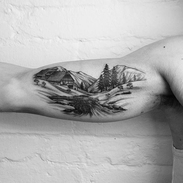 Tattoo tagged with small white black violet tiny blue landscape  pink little nature forearm medium size illustrative evakrbdk brown   inkedappcom