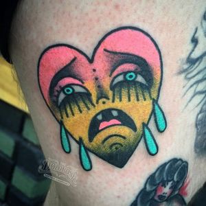 Neon crying heart tattoo #ChristinaHock #heart #cryingheart #traditional #neon