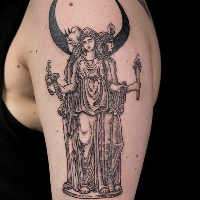 Hecate goddess of magic witchcraft the night moon ghosts and  necromancy Done by Jordan Danielle at Paper Moon Tattoo Co in State  College PA  rtattoos