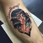 Pulp Fiction's Mia Wallace springs back to life!  (Via IG - lucybluetattoos) #LucyBlue #cartoon #illustrative #popculture #funny #cute #movies #pulpfiction