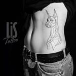 Line work doberman tattoo by @tattoolis. #linework #blackwork #dog #doberman #tattoolis