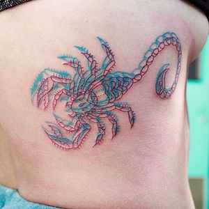 3-D scorpion by Ignacio Kenfa Wong (via IG -- kenfawong) #ignaciokenfawong #scorpion #3dtattoo