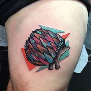 Hedgehog tattoo by Andrew Marsh. #AndrewMarsh #hedgehog #animal #trippy