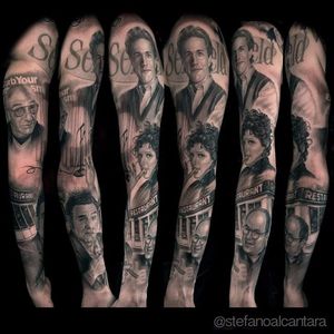 Seinfeld tattooo by Stefano Alcantara. #seinfeld #tvshow #tvseries #tv #blackandgrey