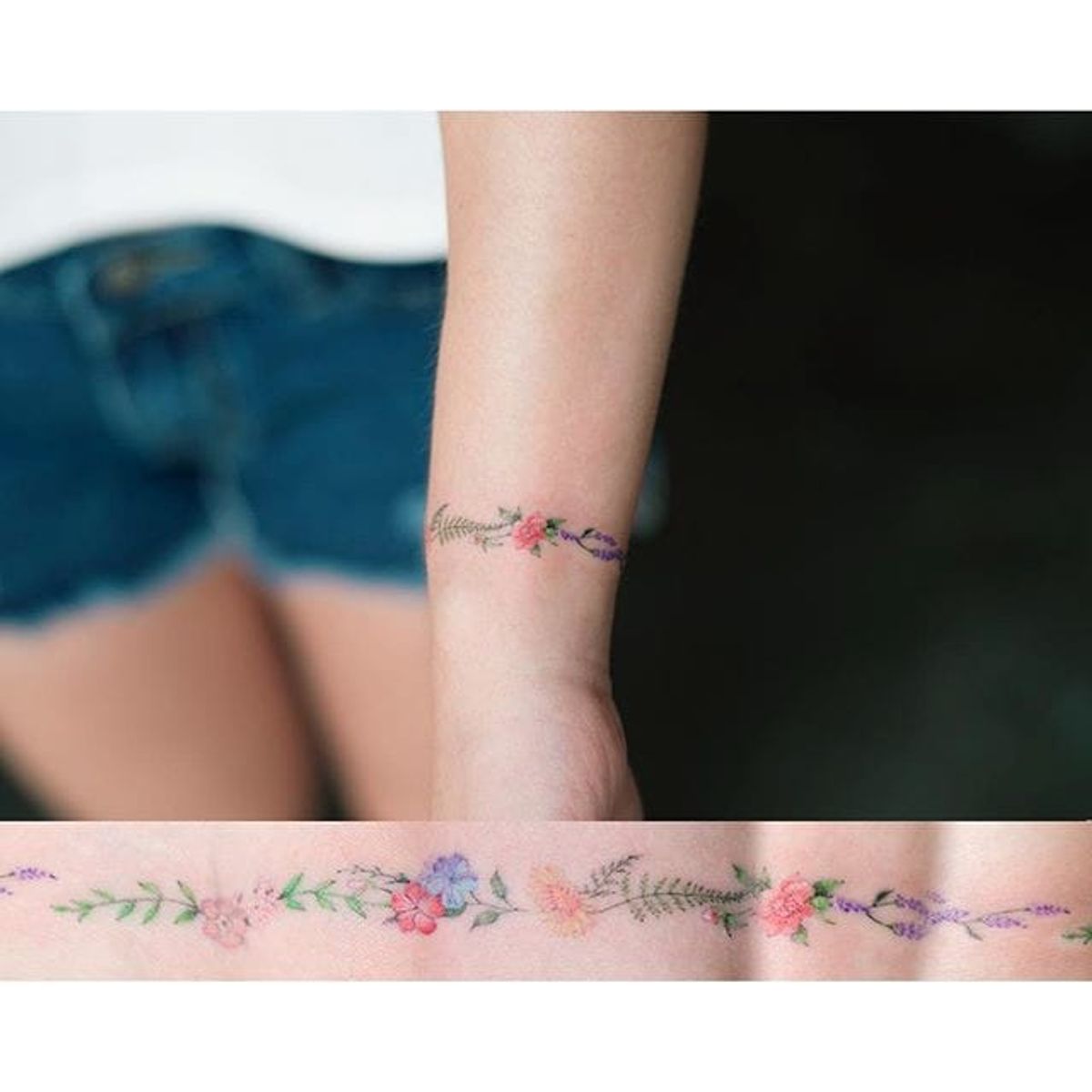 Tattoo uploaded by Xavier • Floral bracelet tattoo by Sol. #Sol # ...