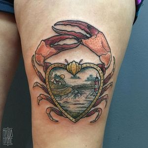 Crab Tattoo by Magda Hanke #crab #crabtattoo #neotraditional #neotraditionaltattoo #neotraditionaltattoos #neotraditionalartist #MagdaHanke