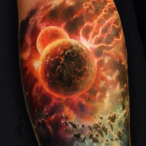 Galaxy tattoo via ben_klishevskiy #BenKlishevskiy #spacetattoo #galaxytattoo