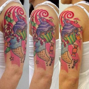 All the favorite sweet treats right here #candytattoo #lollipop #sweet #cupcake #icecream