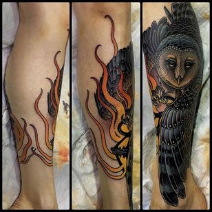 Tatuaje de búho por Rakov Serj