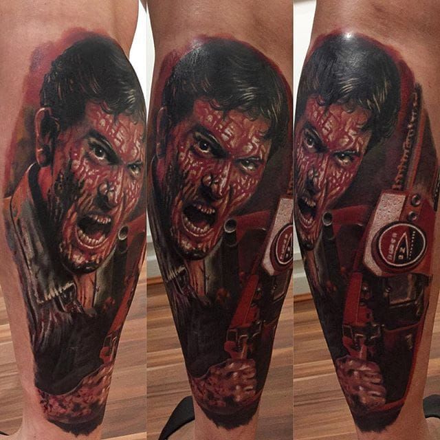My bloody Ash Williams tattoo from The Evil Dead which is my favourite  horror franchise ever By Sly Lalonde at GuiltyPleasuresInkStudios   rtattoo