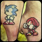 Kunckles and Sonic hand tats by Steven O'Connor (via IG -- oconnor_ink) #stevenoconnor #friendtattoos #sonicthehedgehog
