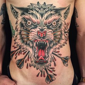 Wolf Tattoo by Andy Canino #wolf #traditional #boldwillhold #bigtraditional #oldschool #AndyCanino