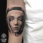 Creepy nun tattoo by Stephano Phen. #nun #scary #horrifying #creepy #macabre #portrait #horror #blackandgrey