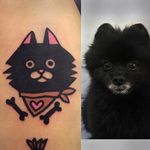 Black Pomeranian Tattoo by Jiran @Jiran_Tattoo #JiranTattoo #Black #Pomeranian #Pet #PetTattoo #Neotraditional #Seoul #Korea