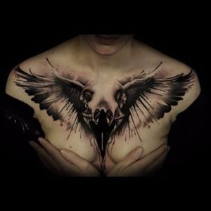 Gorgeous wing and skull combinations make a killer tattoo design. Tattoo by Florian Karg #blackandgrey #realism #hyperrealism #FlorianKarg #darkart #skulls #visciouscircletattoo #wings #germantattooers