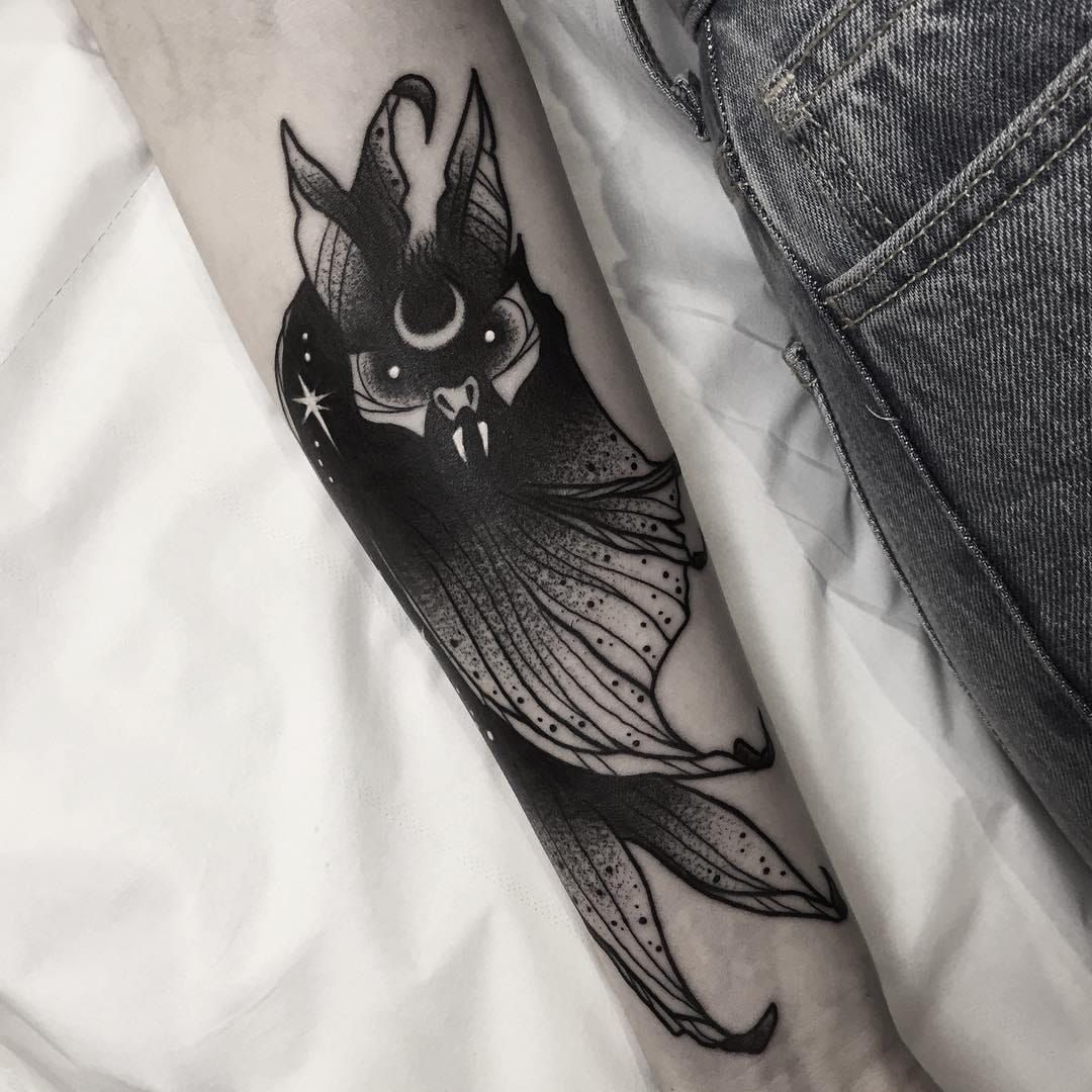 Bat hanging on to a dead rose tattoo  Tattoogridnet