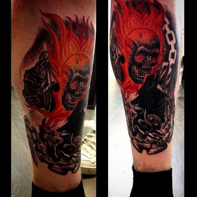 Arizona Ghost Rider Good vs Evil Sleeve  14 Tattoo Designs for a business  in United States