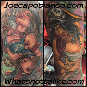 Cowgirl and pirate ladies as part of a Blood Puddin sleeve. By Joe Capobianco. #BloodPuddin #capogal #JoeCapobianco #sleeve #cowgirl #pirate