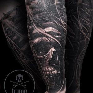 Black and grey skull tattoo #Boris #realistic #blackandgrey #skull