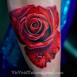 Red rose tattoo #VicVivid #realism #rose
