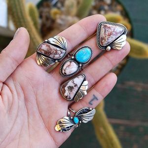 Rings from the "Wild Horse" collection via instagram meg_girard #meggirard #jewelry #metalsmith #jeweler #silver #magnesite #turquoise #southwestern #GIRLBOSS