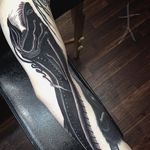 Dragon Fish Tattoo by CJ Tattooer #dragonfish #fish #blackwork #darkblackwork #darkart #darkartist #blackworkartist #savageblackwork #XCJX #CJTattooer #ChristopherJadeCuevas