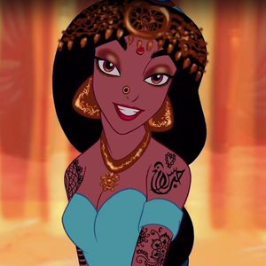 Disney princess Jasmine with a pierced nose by Diego Gomez #disneyprincess #tattooeddisney #disney #aladdin #jasmine