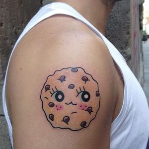 Kawaii cookie tattoo by Numi #Numi #cookie #kawaii