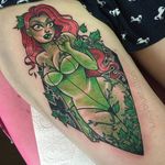 I get itchy just looking at this amazing depiction of Poison Ivy. (Via IG - lucybluetattoos) #LucyBlue #cartoon #illustrative #popculture #funny #cute #batman #poisonivy