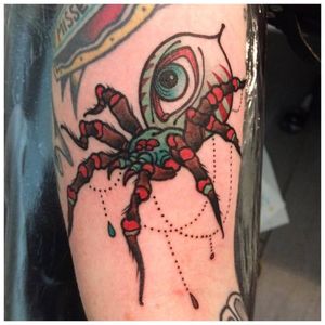 Freaky spider tattoo #RockyZéro #spider #eye #surreal #surrealspider
