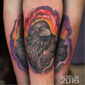 Three-Eyed Raven Tattoo by Matt Brumelow #MattBrumelow #ThreeEyedRaven #RavenTattoo #ThreeEyed #Raven #GameofThrones #GoT#GameofThronesTattoo