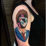 Another faceless portrait but with the Tenth Doctor by dktattoos (IG-killerbeestattoos) #doctorwho #doctorwhotattoo #scifitattoo #facelessportrait #neotraditional