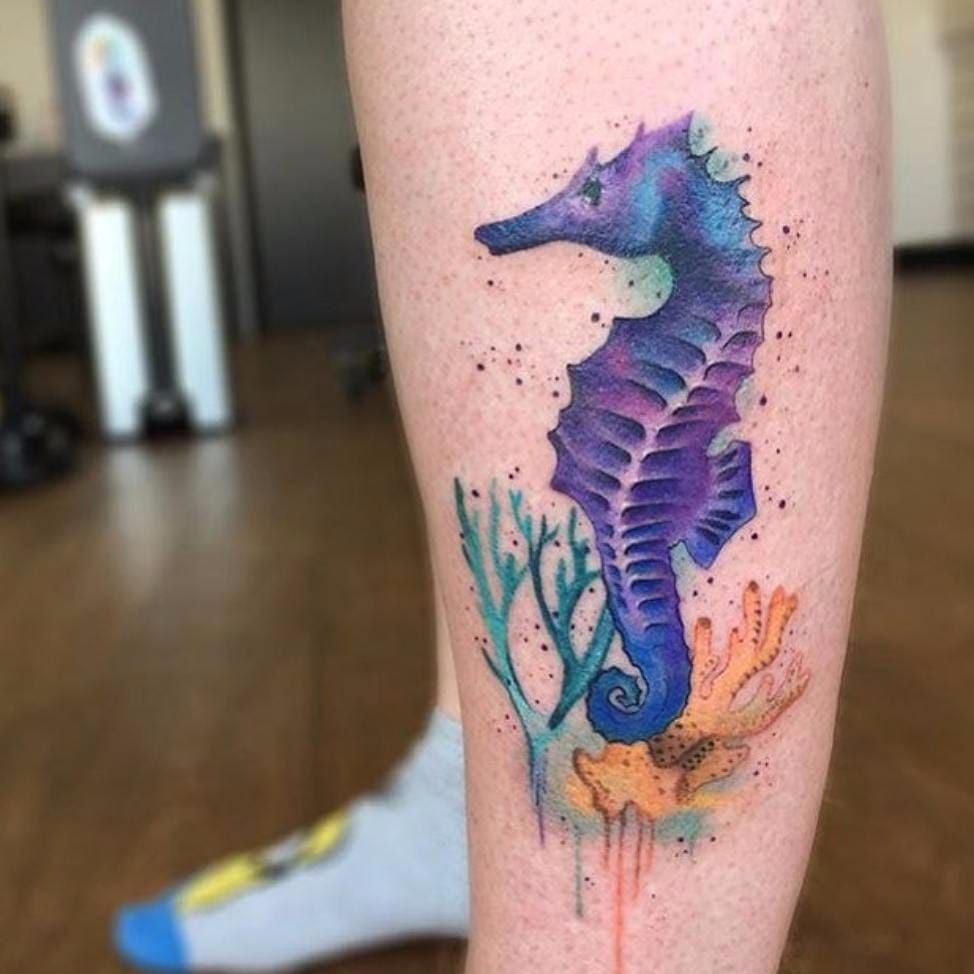 Tattoo uploaded by Luiza Siqueira  Joanne Baker JoanneBaker  cavalomarinho seahorse cavalomarinhotattoo seahorsetattoo aquarela  watercolor coral  Tattoodo