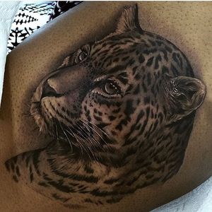 Leopard tattoo by Jamie Mahood. #blackandgrey #realism #JamieMahood #leopard #bigcat #animal #feline