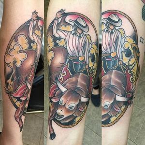 Rodeo Tattoo by Jamie Taaffe #rodeo #cowboy #horse #traditional #JamieTaaffe