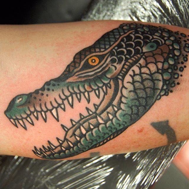 Tattoo uploaded by minerva  Crocodile head tattoo by TeideTattoo  TeideTattoo SevenDoorsTattoo Neotraditional Eccentric AnimalTattoos  Crocodile  Tattoodo