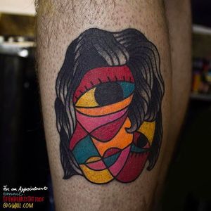 Colorful and Abstract Faceless Tattoo by @TeenHeartsTattoos #Teenheartstattoos #Faceless #Facelesstattoos #Neotraditional #Neotraditionaltattoos #SantaAna #California #Abstract