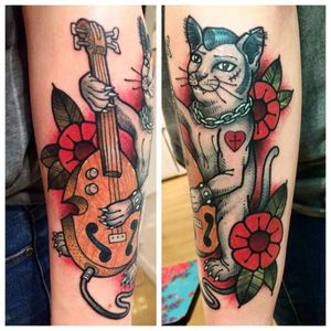 Cool Brian Setzer tribute tattoo #RockyZéro #cat #straycats #briansetzer #rockandroll #guitar