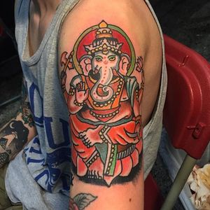 Ganesha Tattoo by Robert Ryan #ganesha #indian #indianart #sacredart #traditional #traditionalindian #oldschool #RobertRyan