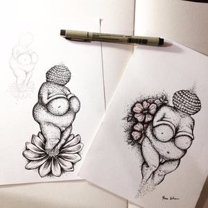 Vênus de Willendorf por Rosa Selva! #RosaSelva #tatuadorasbrasileiras #tattoobr #tatuadorasdobrasil #SãoPaulo #venus #willendorf  #draw #desenhi #illustration #ilustração