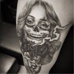 OG Abel tattoo by Tony Tonez #OGAbel #art #chicano #blackandgrey #TonyTonez #gun #skullgirl